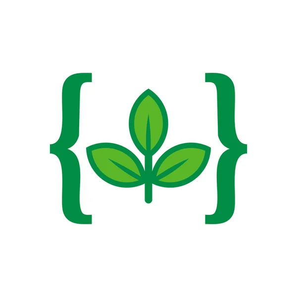 Code Nature Logo Icône Design — Image vectorielle