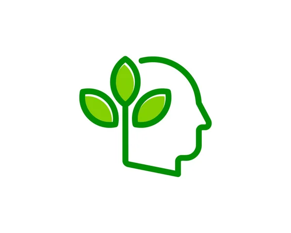 Φύση Ανθρώπινη Κεφαλή Λογότυπο Εικονίδιο Σχεδιασμός — Διανυσματικό Αρχείο