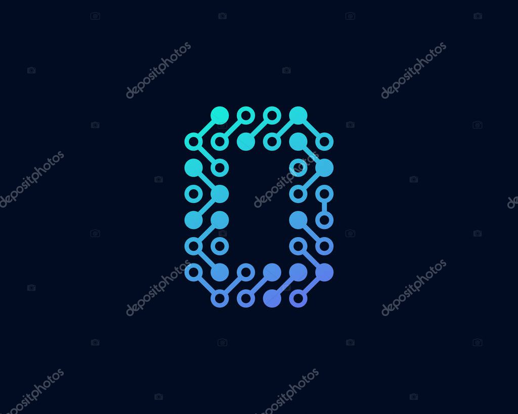 0 Circuit Digital Number Logo Icon Design