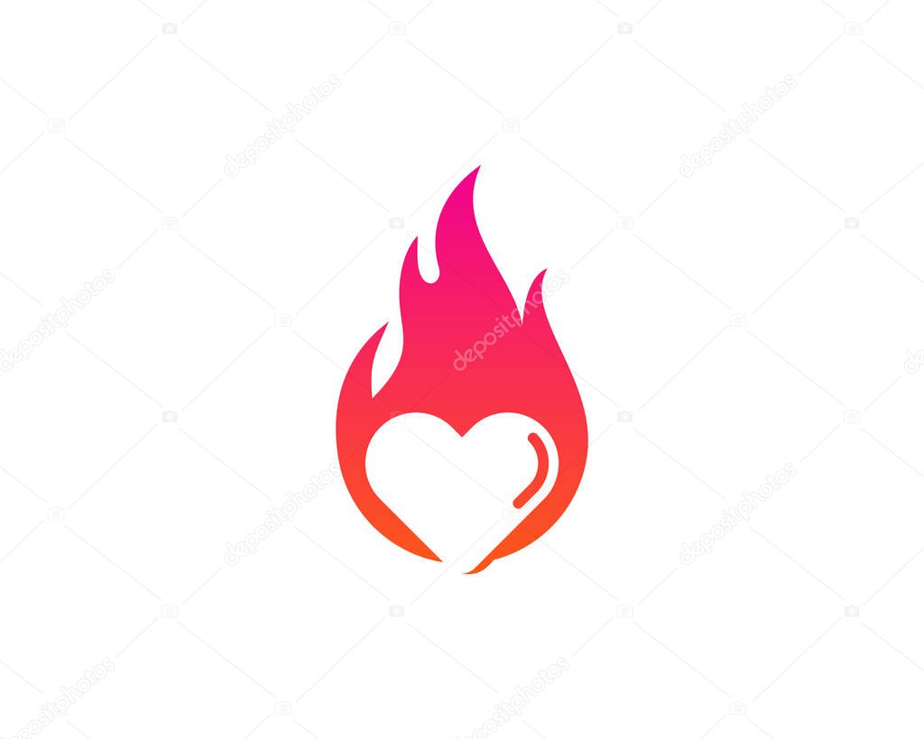 Love Fire Flame Logo Icon Design