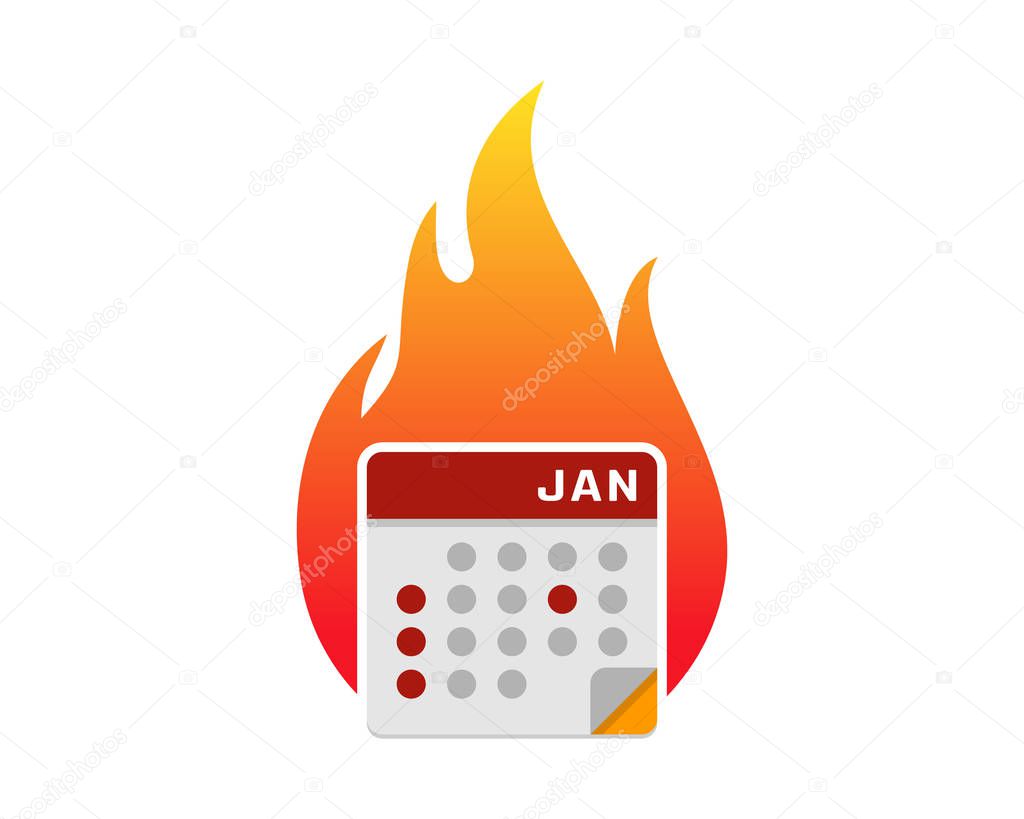 Fire Calendar Logo Icon Design