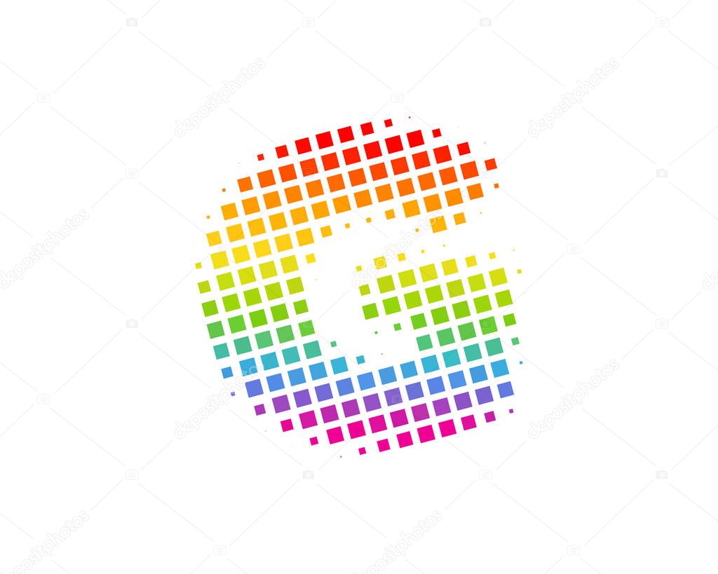 Halftone Letter   g  Colorful Dot Icon Logo Design Element