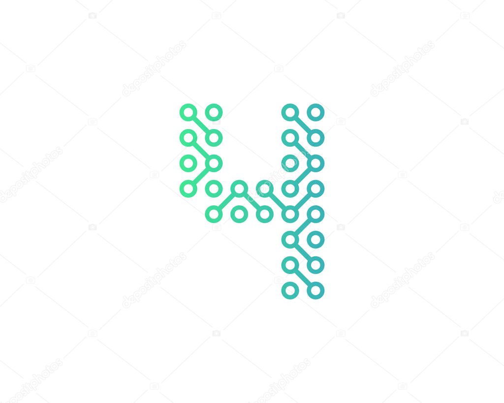 4 Circuit Technology Letter And Number Logo Icon Design