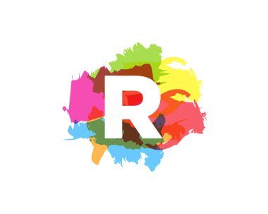 Mektup r renkli boya kontur simgesini Logo tasarım öğesi
