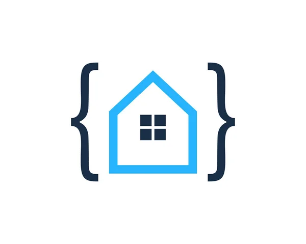 Desain Ikon Logo Rumah Kode - Stok Vektor