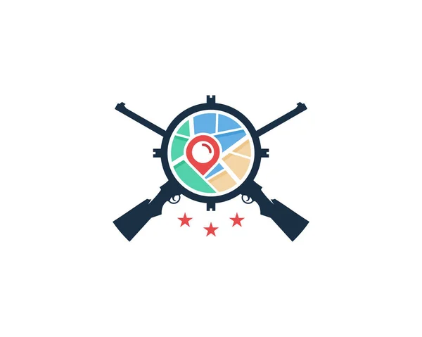 Landkarte Jagd Logo Icon Design — Stockvektor