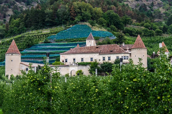 Goldrain Kasteel Binnen Appelbomen Vinschgau — Stockfoto