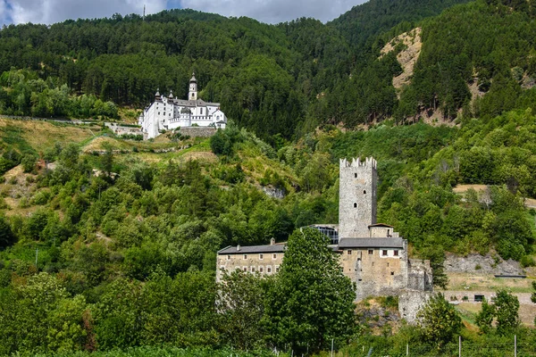 Fursternburg Och Marienberg Abbey Borgen Vinschgau Sydtyrolen — Stockfoto