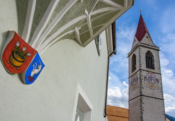 Dzwonnica Centrum Mals Vinschgau Południowy Tyrol — Zdjęcie stockowe