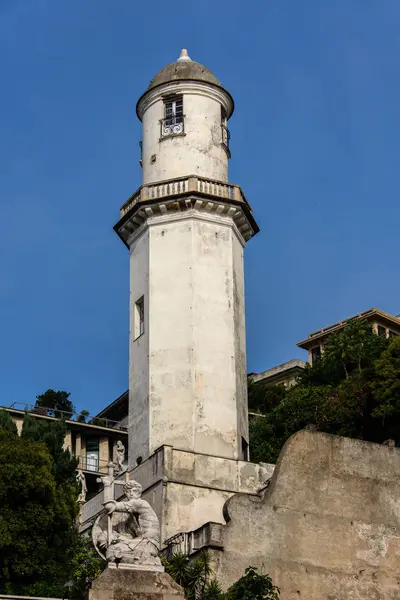 Vita Tornet Och Staty Centrala Genua — Stockfoto