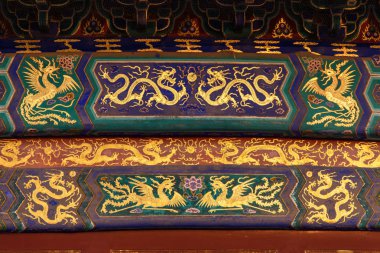 Beijing Cennet Tapınağı ejderha temsil eden renkli resim