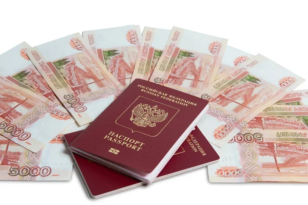 护照和钱生物识别护照和两张钞票100美元免签证旅行 — 图库照片