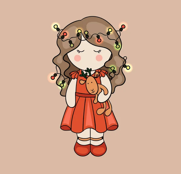 Garota de moda chibi isolada, personagem de desenho animado kawaii com  cabelo rosa e roupa de cor doce