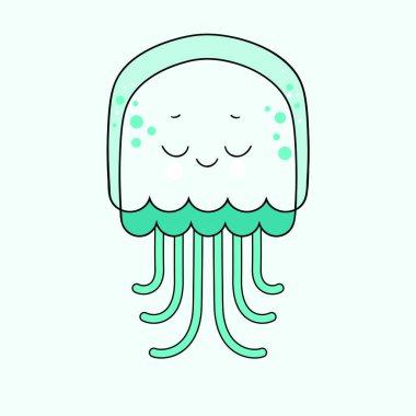 Şirin mavi bebek denizanası. Vektör görüntü