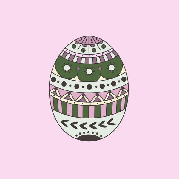 Huevo Pascua Pintado Sobre Fondo Rosa Colores Verde Rosa Imagen — Vector de stock