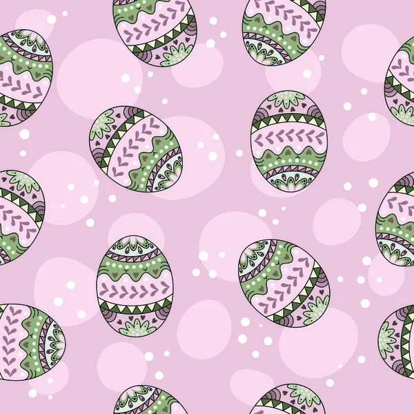 Delicate Spring Pink Easter Pattern Painted Eggs — Stock Vector