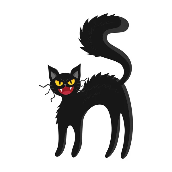 Czarny kot na białym tle. Obraz wektorowy — Wektor stockowy