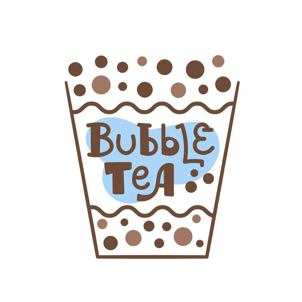 Schriftzug Bubble Tea im Glas. flacher Vektor auf weißem Hintergrund — Stockvektor