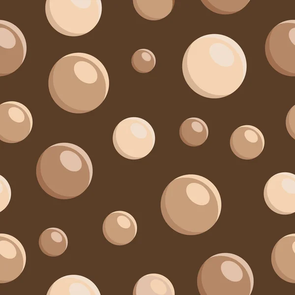 Bolas de tapioca luz sobre un fondo marrón. Patrón sin costuras vectorial — Vector de stock