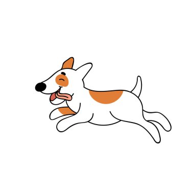 Şirin komik köpek. Ev köpeği, evcil hayvan. Beyaz arka planda el karalama vektörü çizimi..