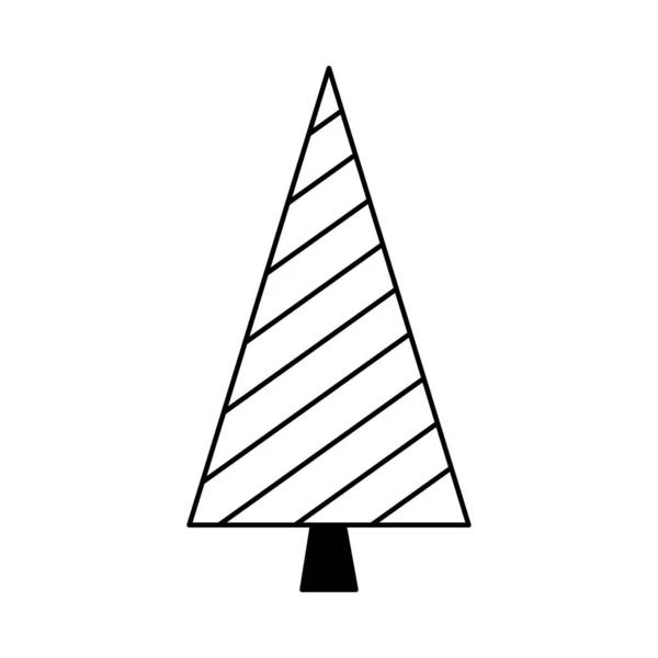 Simple Arbre Noël Style Contour Eléments Stylisés Pour Nouvel Noël — Image vectorielle