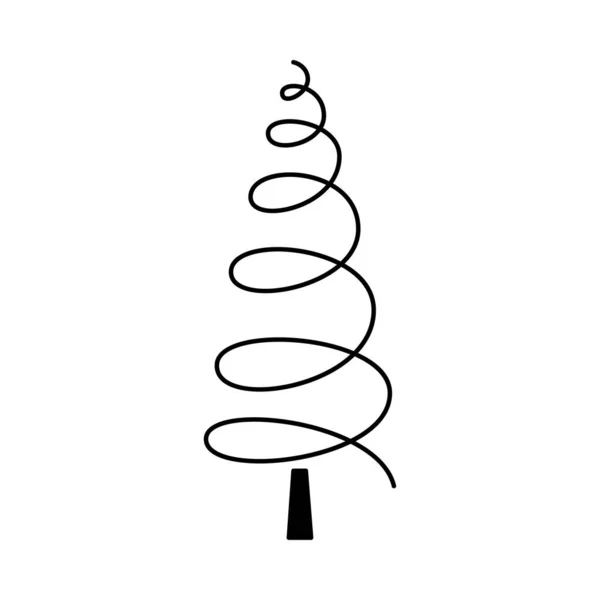 Simple Arbre Noël Style Contour Eléments Stylisés Pour Nouvel Noël — Image vectorielle