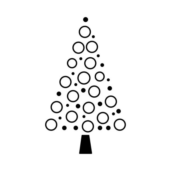 Einfache Umrisse Stil Weihnachtsbaum. Stilisierte Elemente für Neujahr und Weihnachten. Festliche Feier. Grußkarte, Geschenkpapier. Isolierte Vektor-Doodle-Illustration auf weißem Hintergrund — Stockvektor