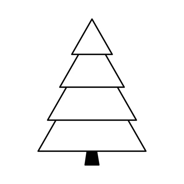 シンプルなアウトラインスタイルのクリスマスツリー。新年とクリスマスのための様式化された要素。お祝いだ。グリーティングカード包装紙。白い背景に独立したベクトルのドアのイラスト — ストックベクタ