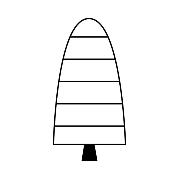 간단 한 골자 스타일의 크리스마스 트리입니다. 성탄절과 크리스마스를 위한 스타일적 인 요소. 희생적 인 축하 행사. 인사말 카드, 포장지. 흰색 배경 위에 독립 된 벡터 낙서 그림 — 스톡 벡터