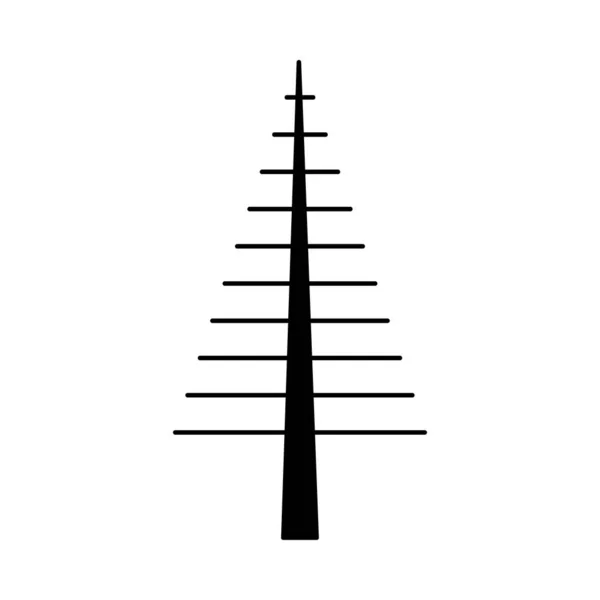 Einfache Umrisse Stil Weihnachtsbaum. Stilisierte Elemente für Neujahr und Weihnachten. Festliche Feier. Grußkarte, Geschenkpapier. Isolierte Vektor-Doodle-Illustration auf weißem Hintergrund — Stockvektor