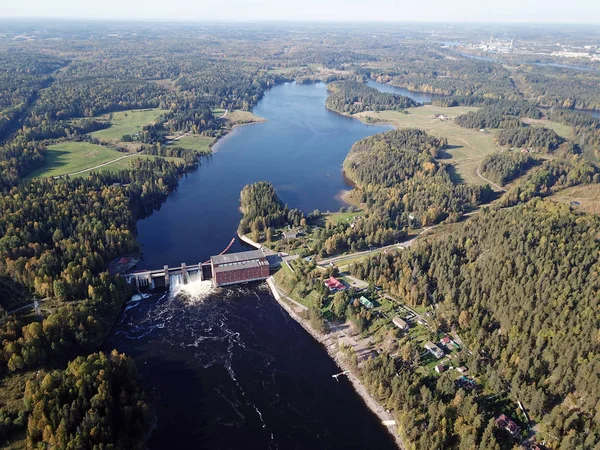 Centrale Hydroélectrique Sur Rivière Vuoksa Avec Une Belle Vue Sur — Photo