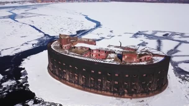 Vlucht Naar Het Fort Keizer Alexander Het Voorjaar Rusland Baltische — Stockvideo