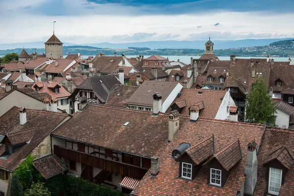 Вид Город Муртен Швейцарски — стоковое фото