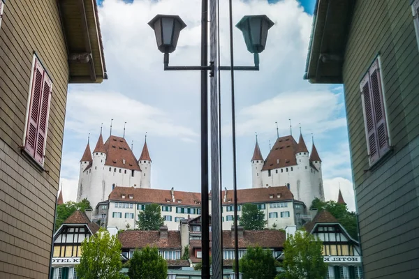 Reflection Castle Thun Swiss — Stock Photo, Image