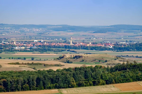 Uitzicht Stad Noerdlingen Duitsland Avonds Zomer — Stockfoto