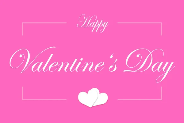 ピンクのイラストカード付きテキスト Happy Valentine Day Hearts — ストック写真