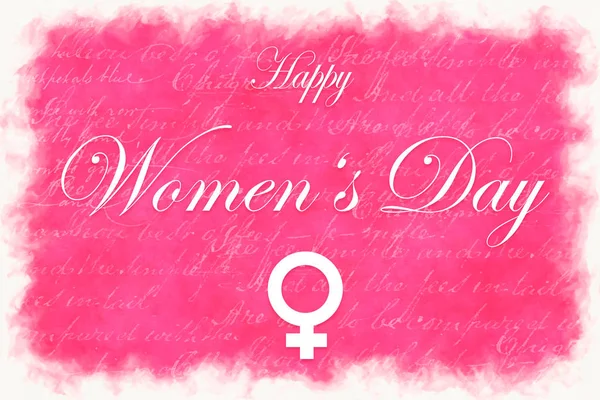 Pink Illustration Card Watercolor Style Text Happy Women Day — Stock Photo, Image