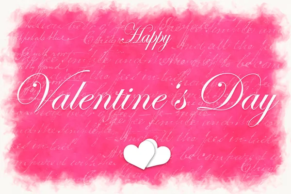 Roze Illustratiekaart Met Tekst Gelukkige Valentijnsdag Harten — Stockfoto
