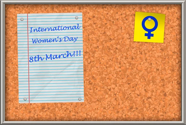 Illustration Cork Board Notpad Text International Women Day 8Th March — Stock Photo, Image