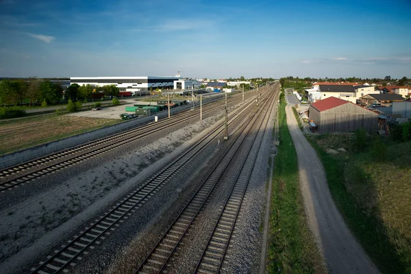 Train Tracks Countryside Industry Maisach Bavaria Germany — Stock Photo, Image
