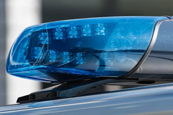 Detailaufnahme Eines Blaulichts Einem Polizeiauto Auf Der Straße — Stockfoto