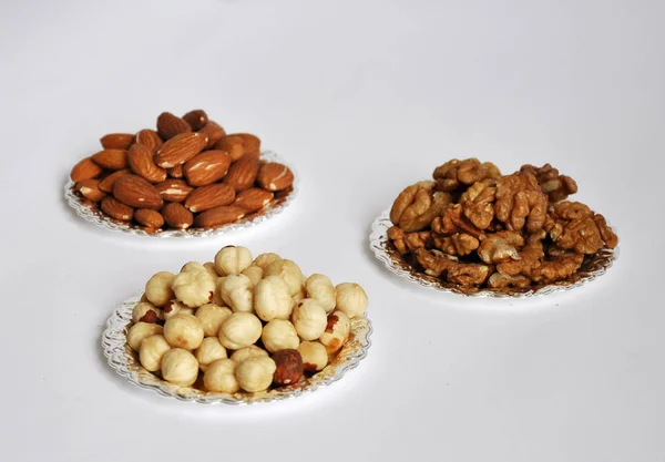 Mixed Nuts Bowl Isolated White Background — Stock Photo, Image