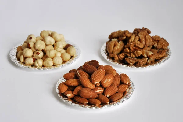 Mixed Nuts Bowl Isolated White Background — Stock Photo, Image