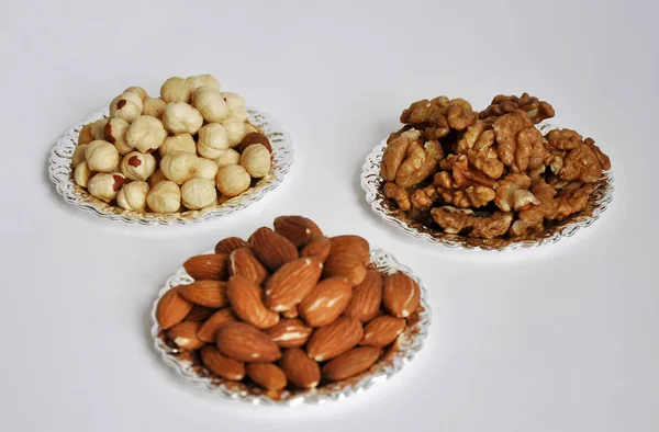 Mixed Nuts Bowl Isolated White Background — Stock Photo, Image