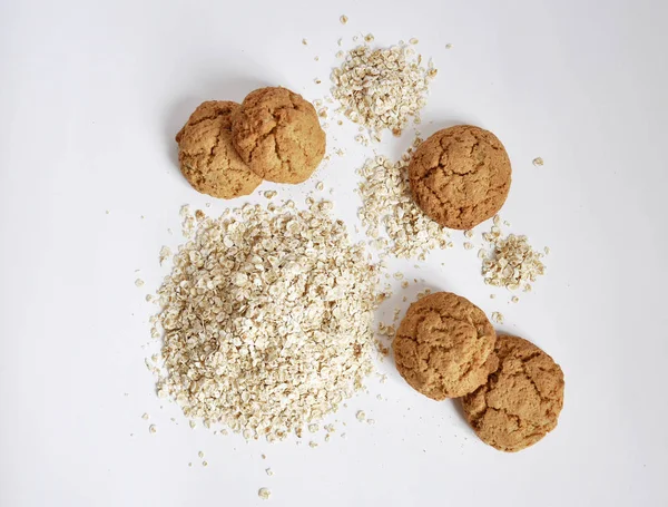 Galletas Avena Avena Sobre Fondo Blanco — Foto de Stock