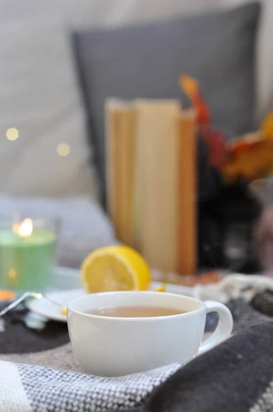 Cup Hot Tea Lemon — Stock Photo, Image
