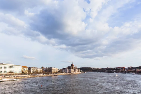 Vue Parlement Hongrois Depuis Pont Margared Budapest Coucher Soleil Heure — Photo