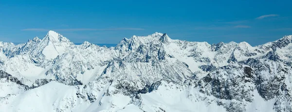 Winterlandschap Panorama Van Het Ski Oord Pitztaler Gletscher Wildspitzbahn Alpen — Stockfoto