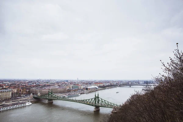 Vue Budapest Danube Depuis Citadelle Hongrie Printemps — Photo