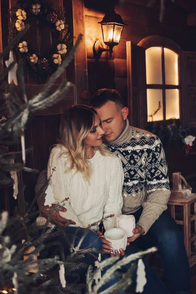 Noel portre romantik çift ahşap Hause